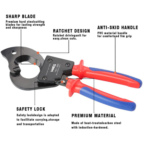 HKS ratchet cutter blade close-up shows sharp cutting edge for copper and aluminum