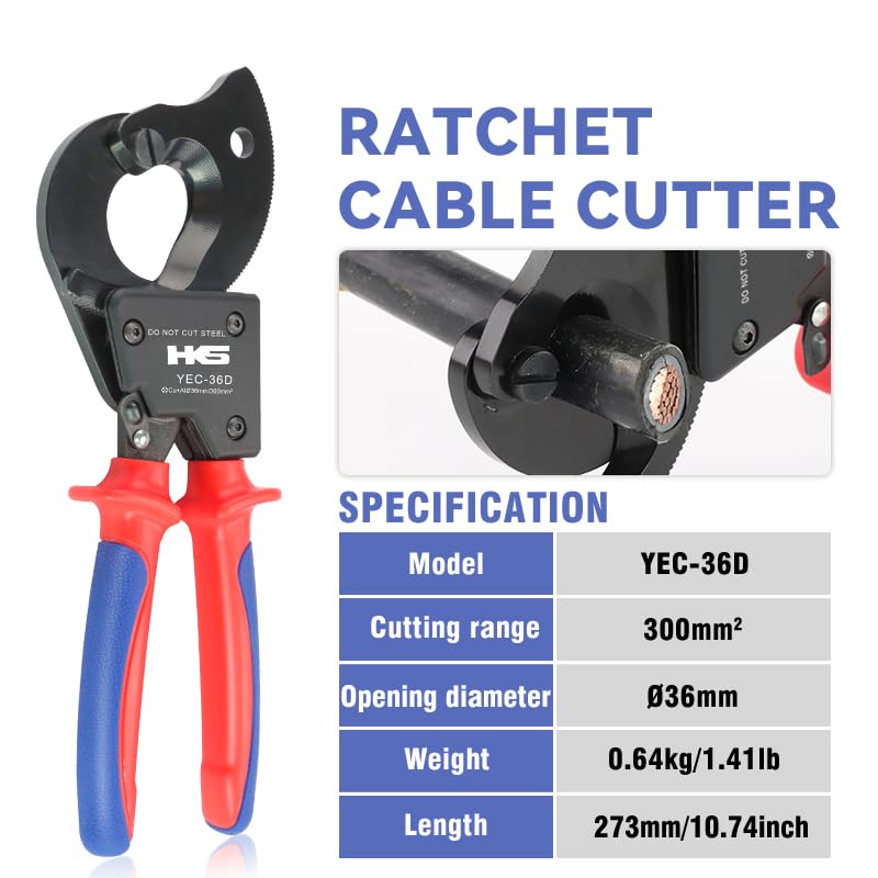HKS ratchet cutter compact design fits into tight spaces for electricians