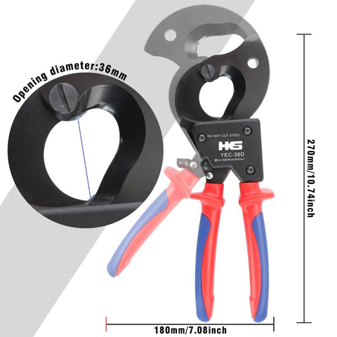 HKS ratchet cutter in ratchet-action view highlights effortless multi-core cable cuts