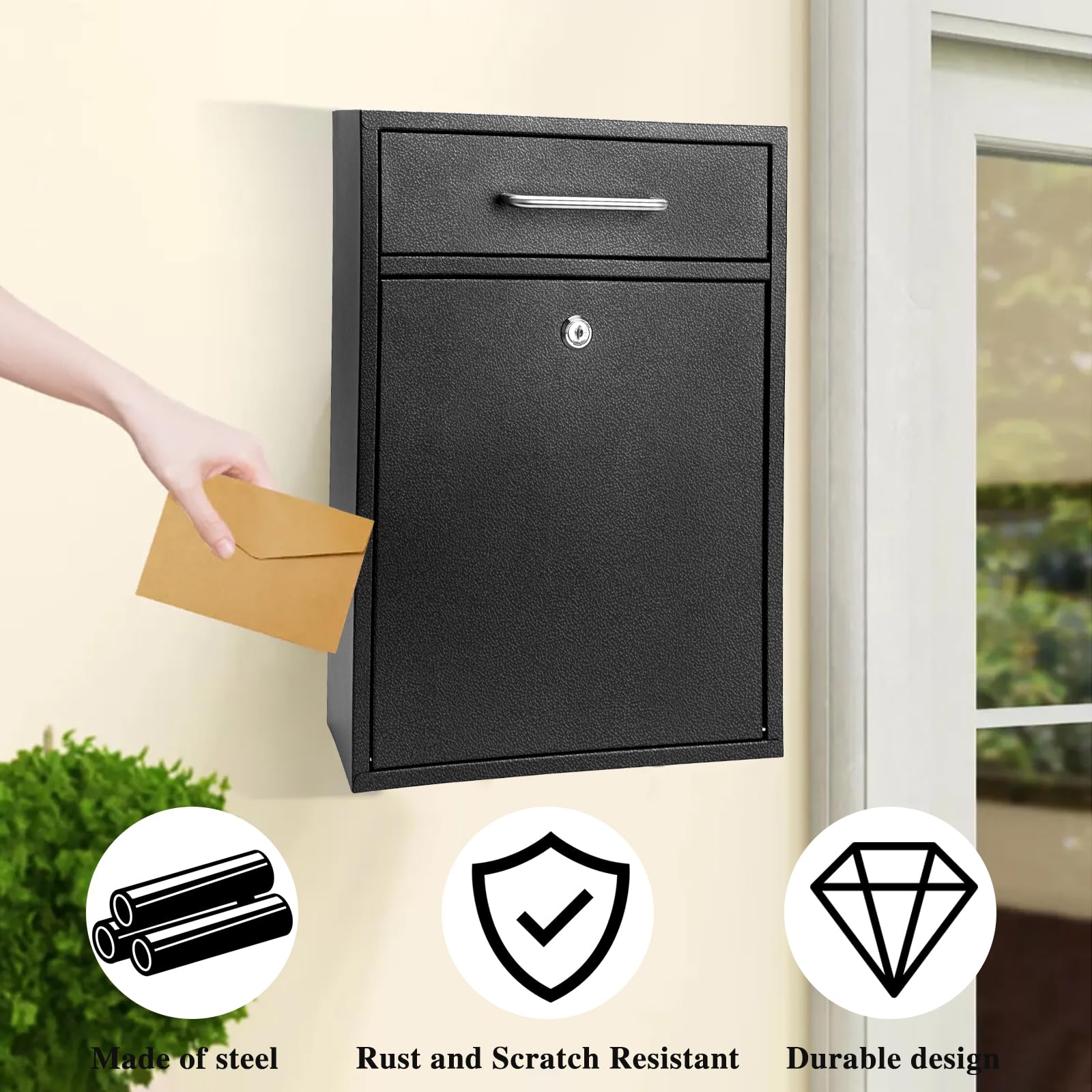HLHgirl large capacity mailbox holds magazines and A4 envelopes.