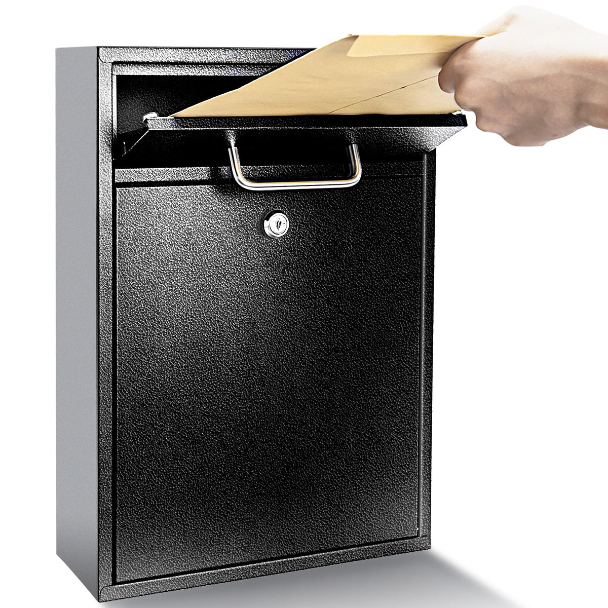 HLHgirl locking mailbox wall mount front view with spacious interior.