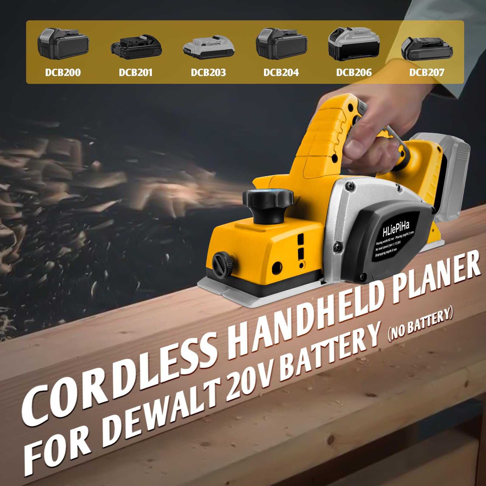 HLiePiHa planer with 15000 rpm brushless motor for fast, smooth planing