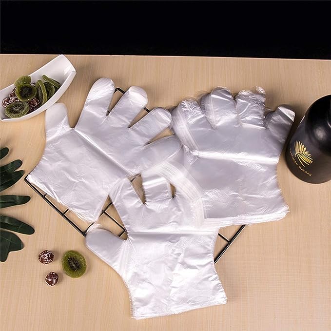 HLIN 60-pack 100 disposable gloves, clear and versatile for cooking and cleaning tasks.
