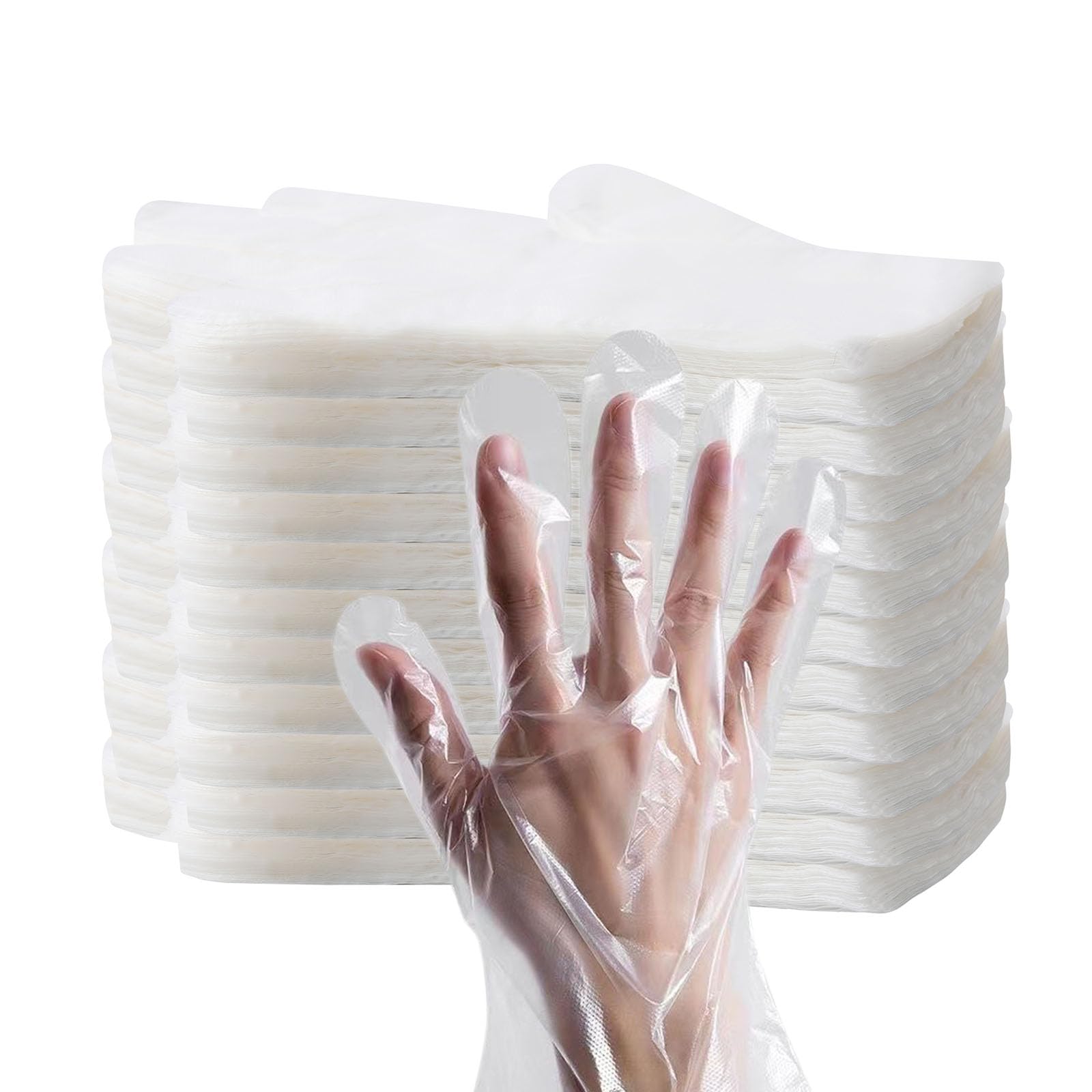 HLIN 6000-pcs plastic gloves, transparent, for hygienic food preparation and quick cleanup.