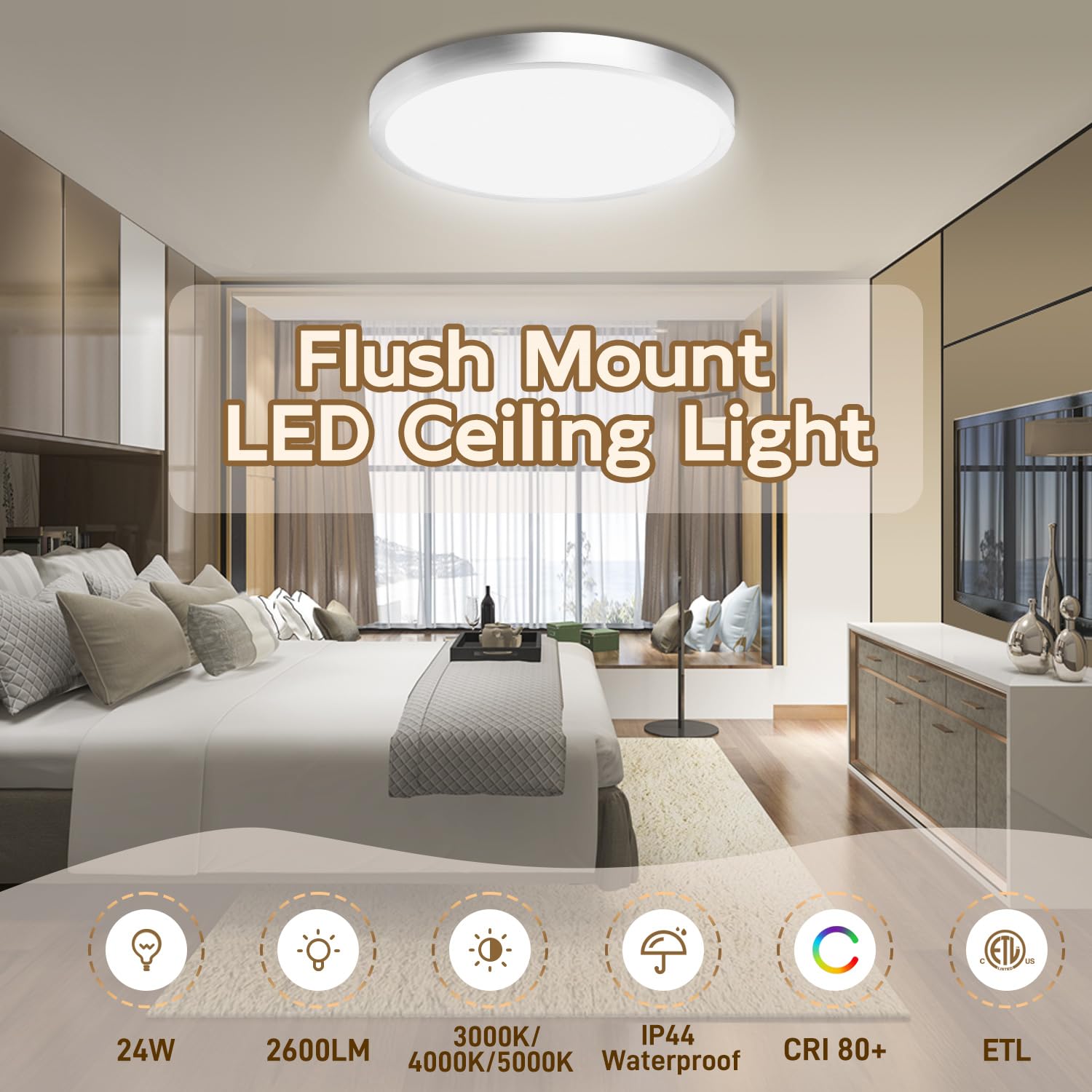 Hlite brushed nickel finish 12-inch ceiling light for a modern living area