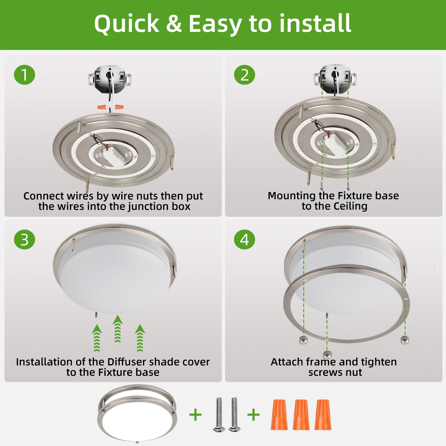 Hlite quick and easy installation diagram showing mounting steps