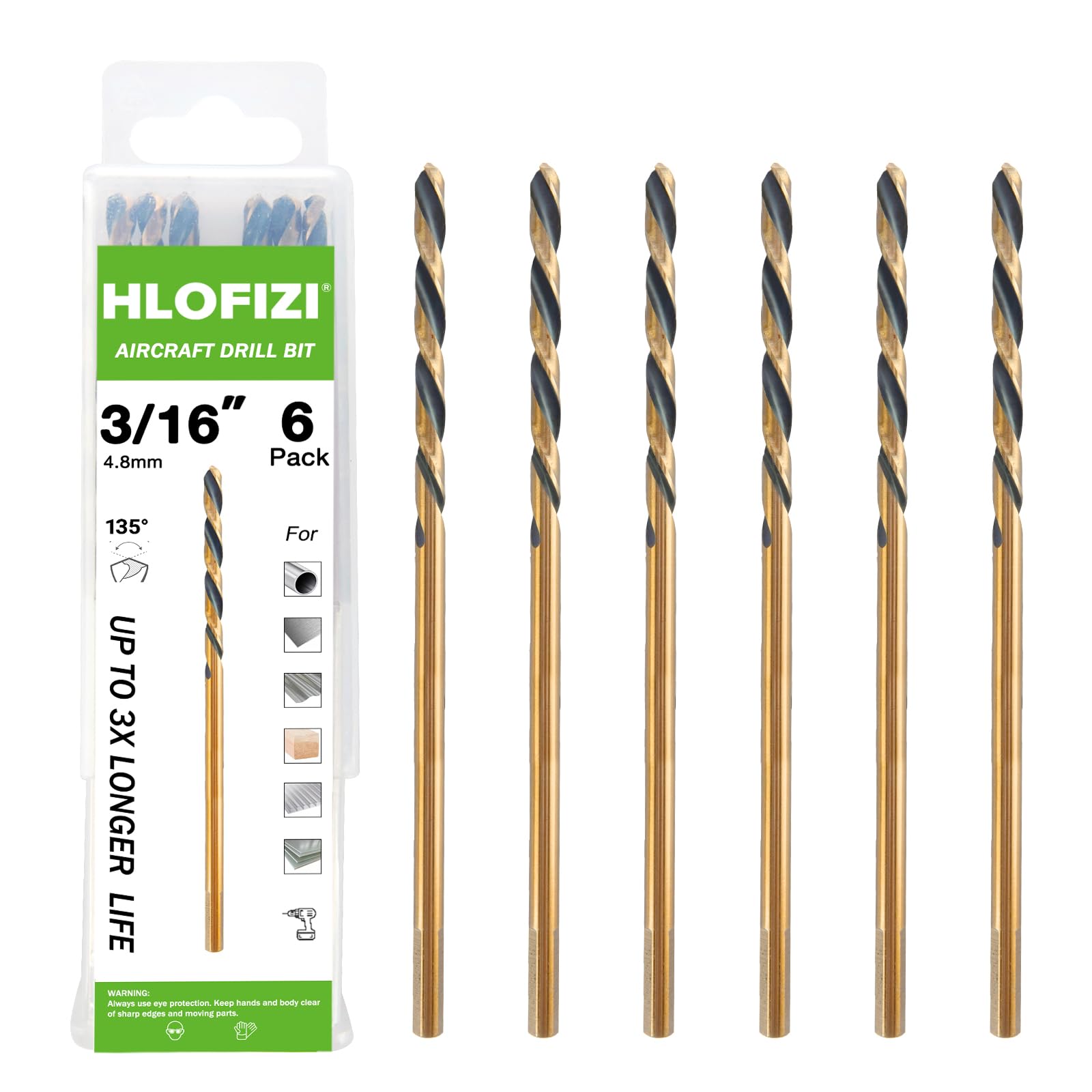 HLOFIZI 3/16\" x 6\" extended drill bit in action for precise wood holes.