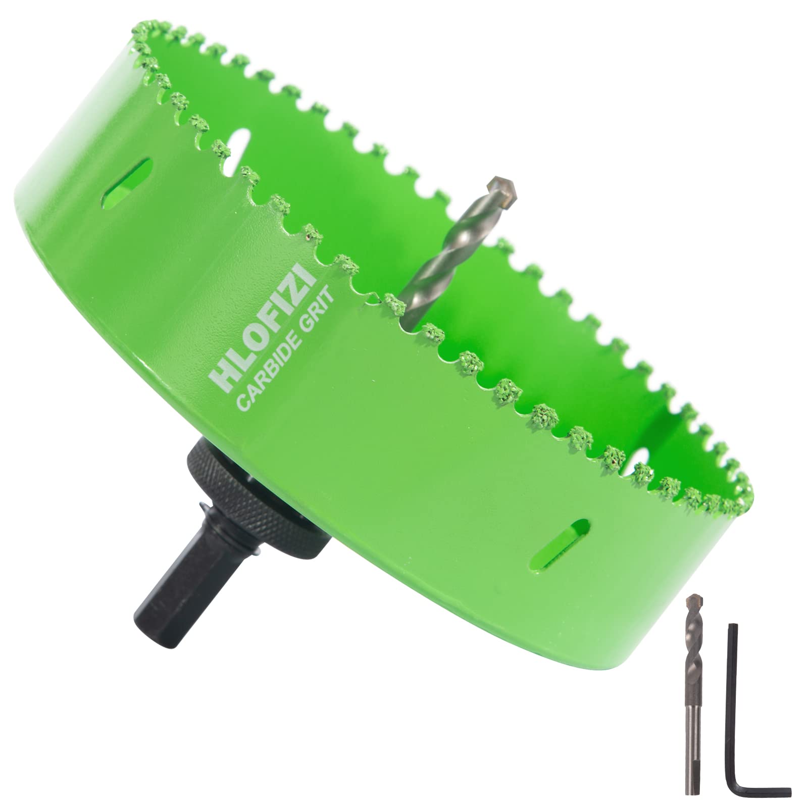 HLOFIZI 6-1/8 inch carbide grit hole saw for quick recessed light installation.