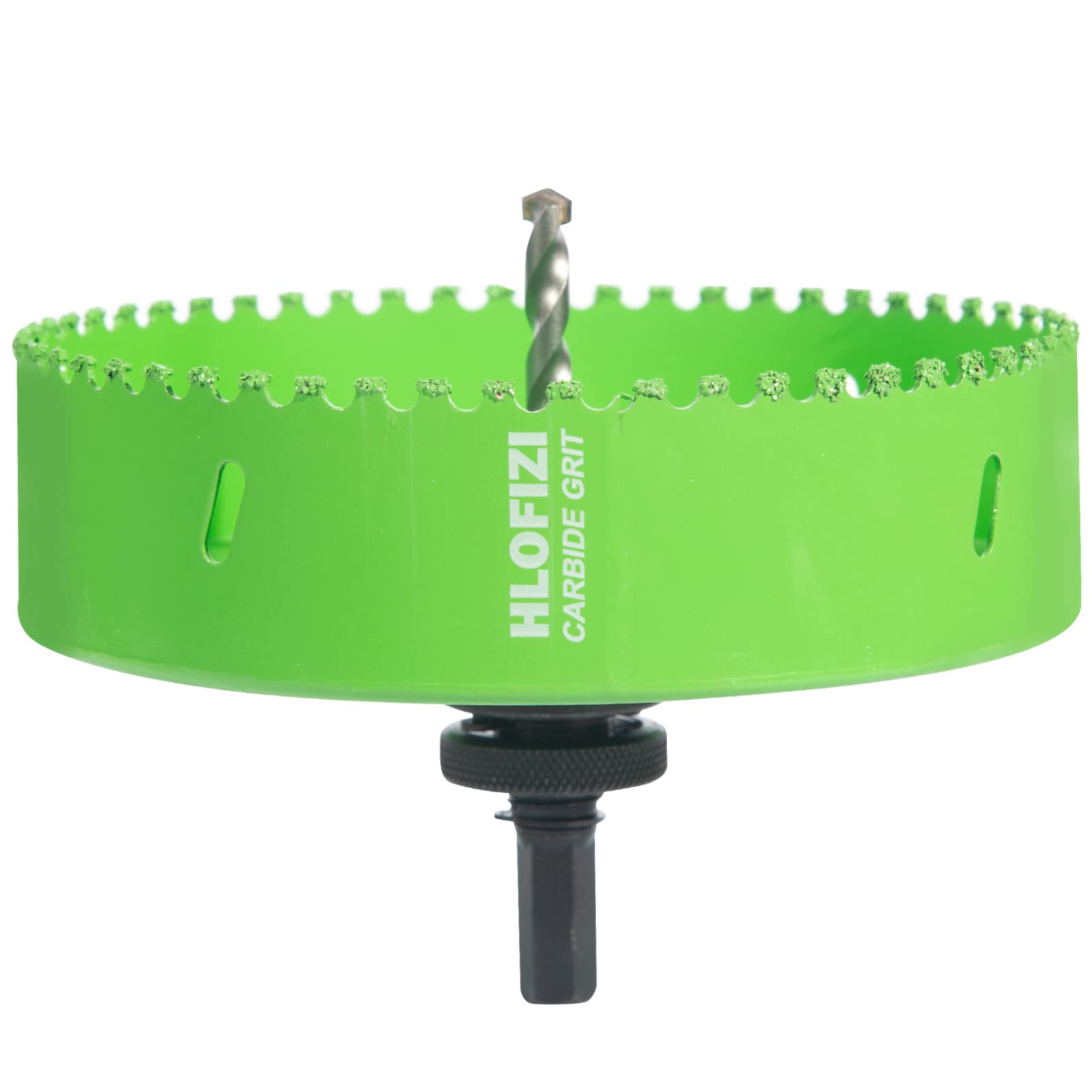 HLOFIZI hole saw with 7/16 inch arbor shank fits 1/2 inch chucks.