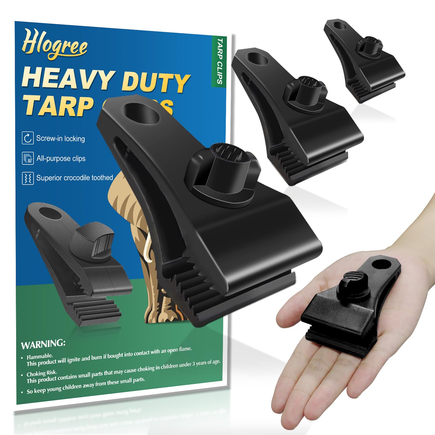 HLOGREE 40Pcs tarp clips with heavy-duty grip for tarps