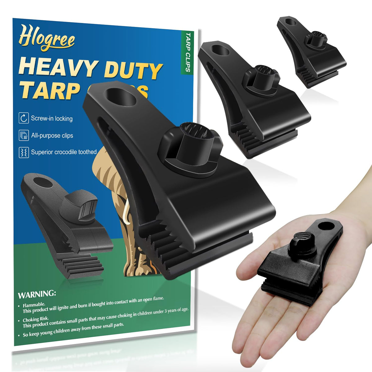 HLOGREE 40Pcs tarp clips with heavy-duty grip for tarps