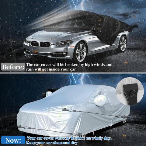 HLOGREE 56-69inch bungee cords stretched for a snug car cover fit