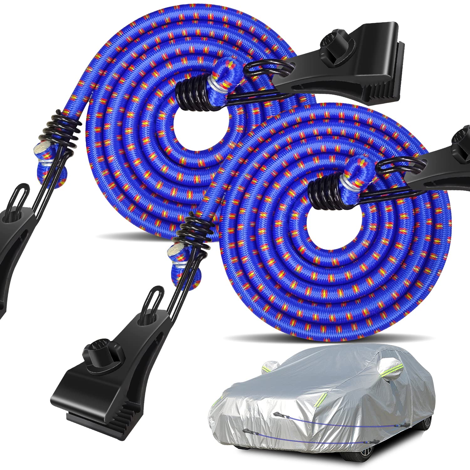 HLOGREE gust straps with clips secure the front of your car cover in wind