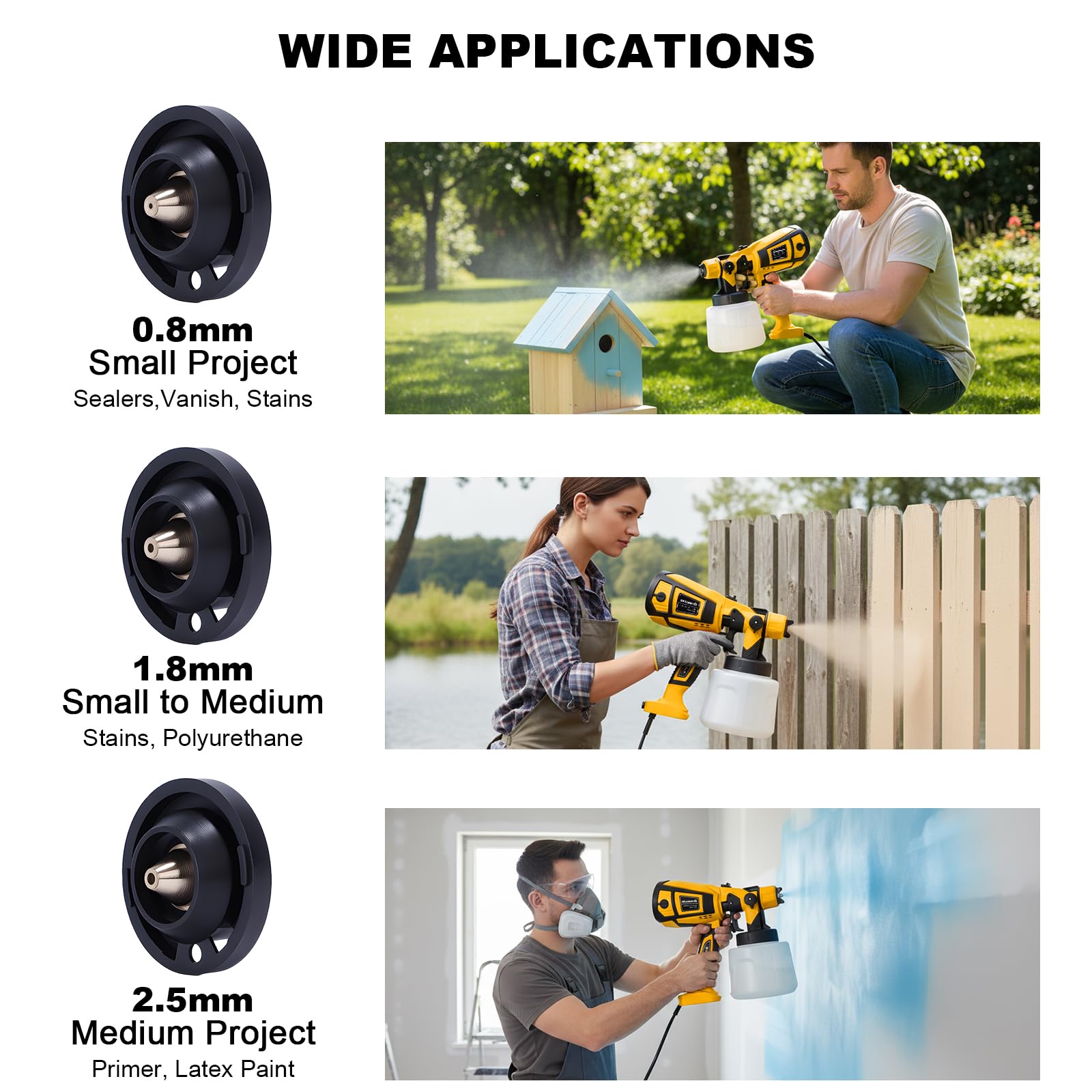 Ideal for walls, fences, and cabinets with reduced overspray