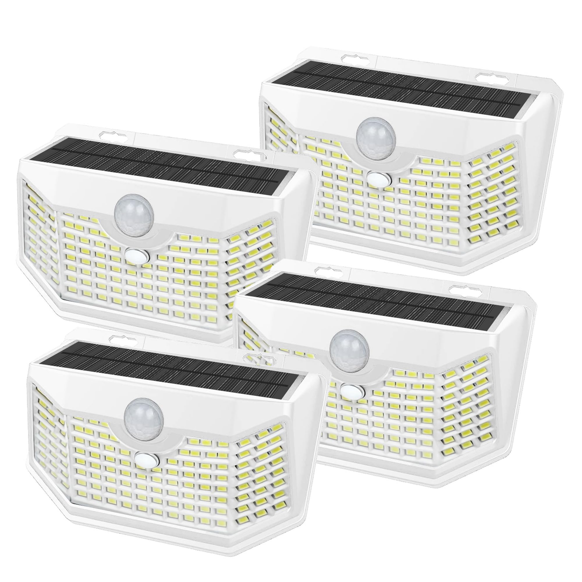 HMCITY 120 LED outdoor solar light, front view, motion-activated security lighting.
