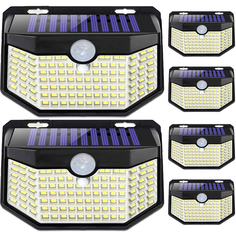HMCITY 120 LED outdoor solar light front view for garden entry lighting.