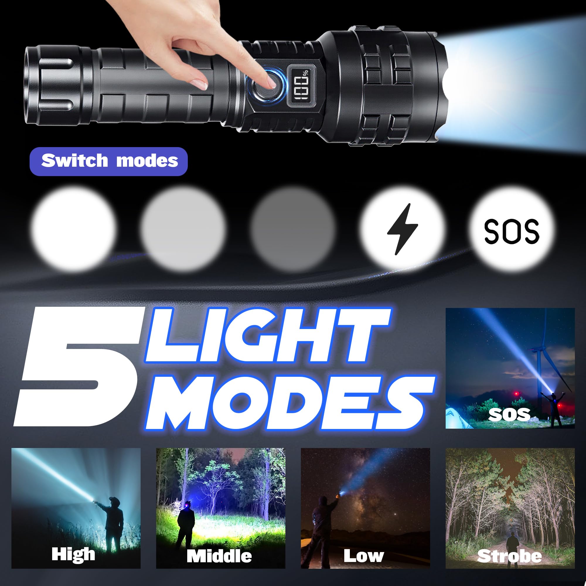 HMFREE 1,000,000 lumens capability demonstrates long-range illumination up to distant targets.