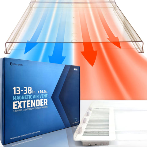 HMmagnets adjustable vent extender in use under furniture improving airflow.
