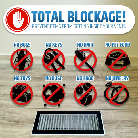 Screens block dust, bugs, and pet hair in kitchens and baths.