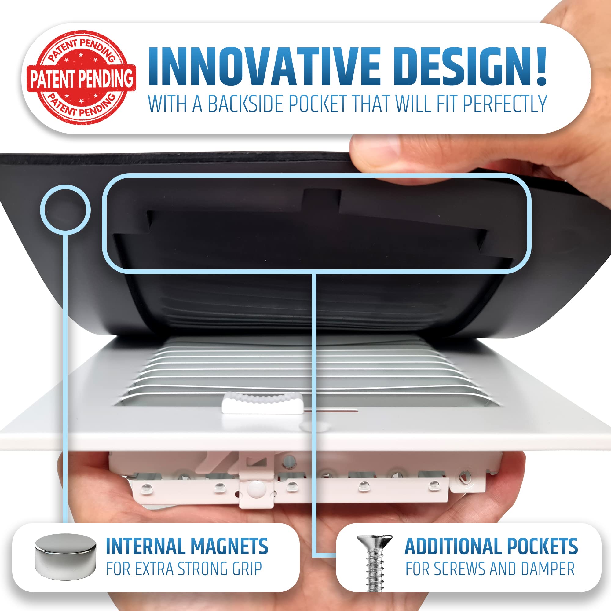 Easy installation in unoccupied rooms using HMmagnets vent cover
