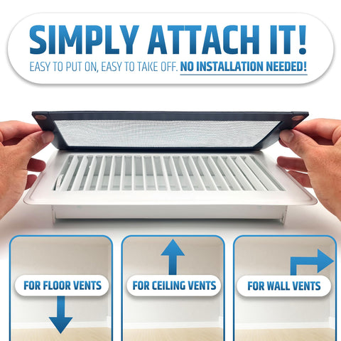 No-installation vent cover ready to use on magnetic vents.