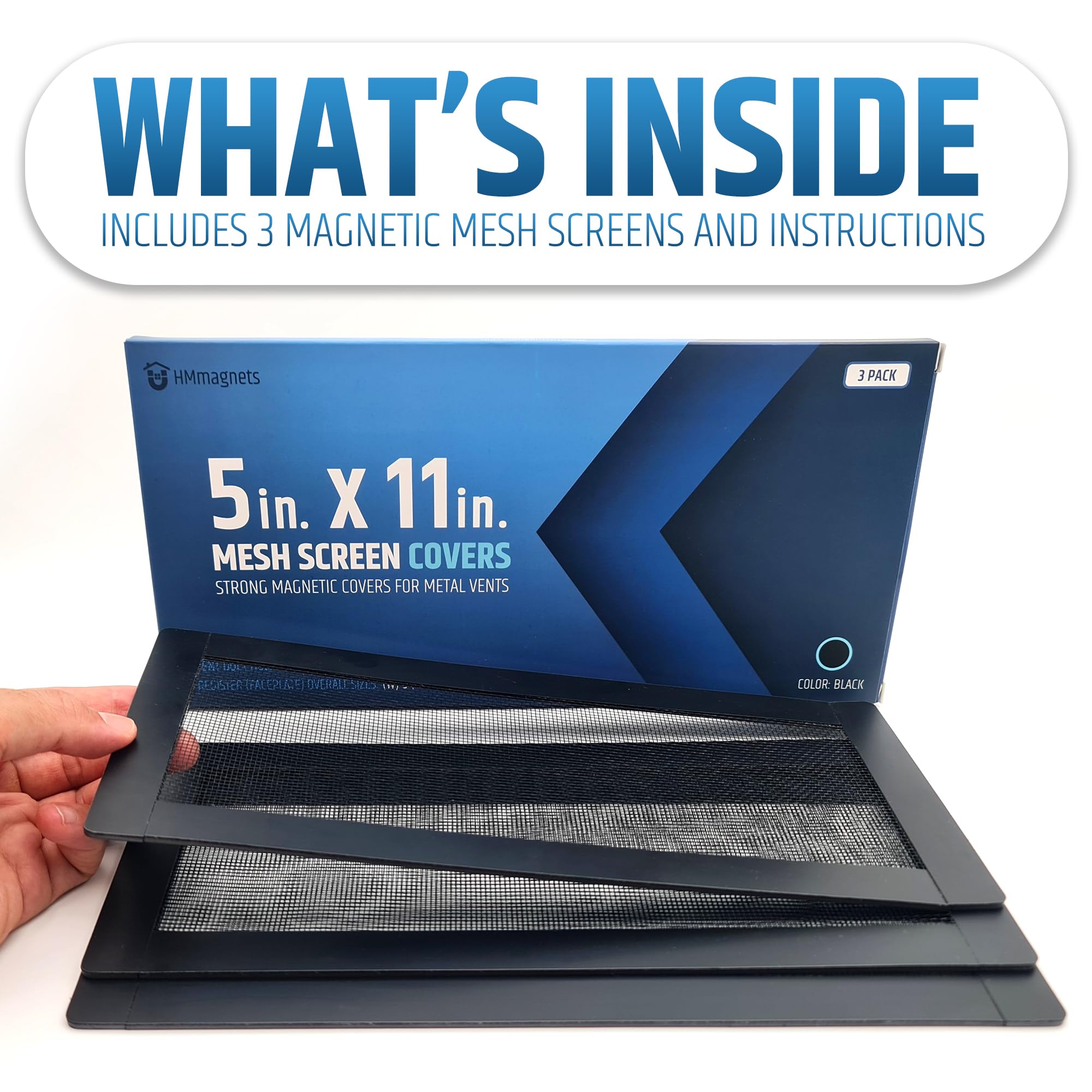 Secure, wide frame fits floor, wall, and ceiling registers.
