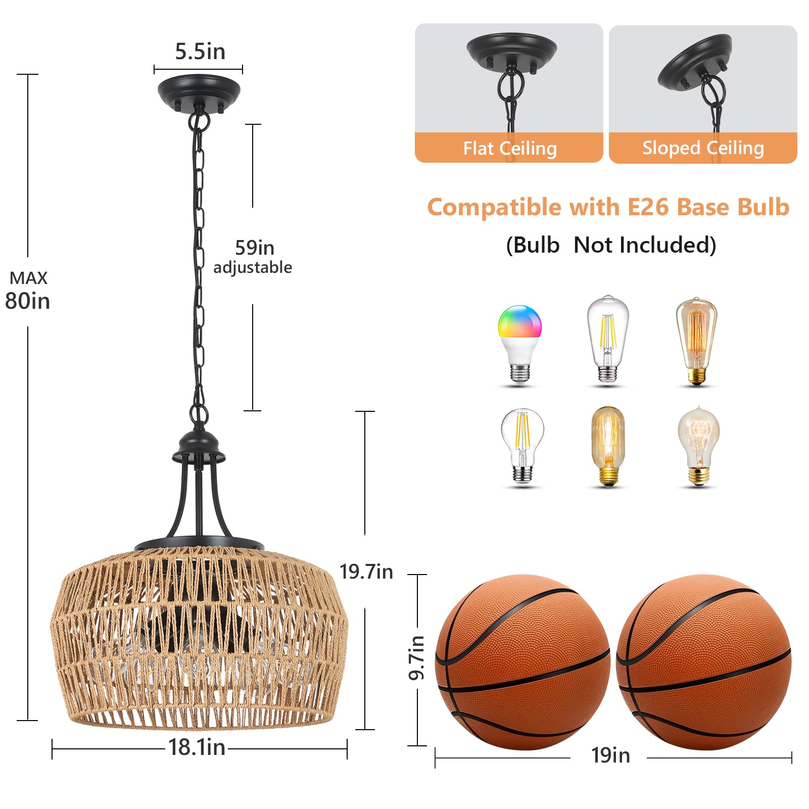 HMVPL dining room light 18 inch diameter provides ample bright ambiance