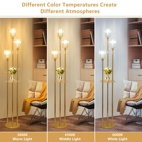 HMVPL gold floor lamp foot switch enables easy operation.