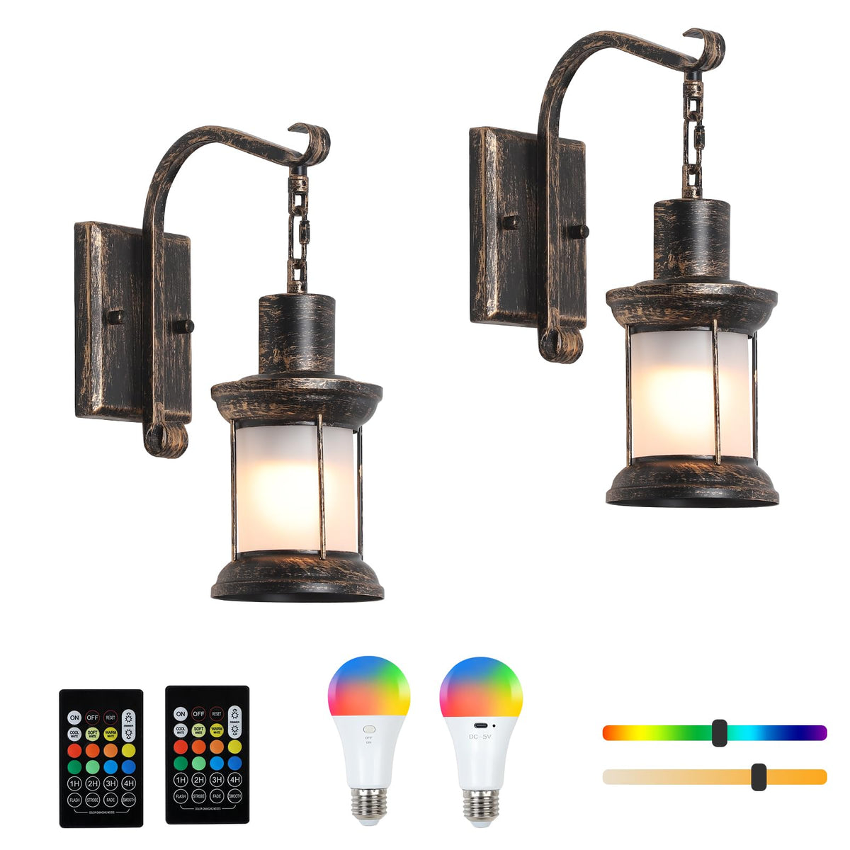 HMVPL rustic battery wall sconce 2-pack illuminates without cords for cozy corners