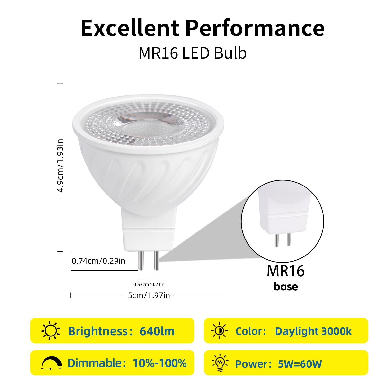 HMYYJT MR16 LED bulb in warm white 3000K ambiance