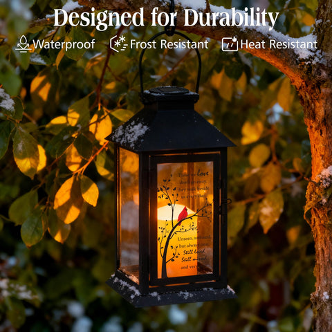 HN HAIINAA Cardinal Solar Memorial Lantern lights from dusk to dawn for reflection.