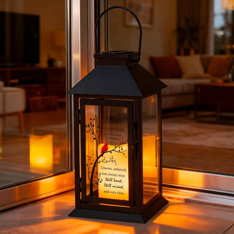HN HAIINAA Cardinal Solar Memorial Lantern creates a comforting garden or porch remembrance ritual.