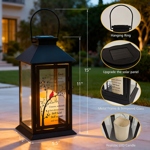 HN HAIINAA Cardinal Solar Memorial Lantern IP44 weatherproof for year-round outdoor use.