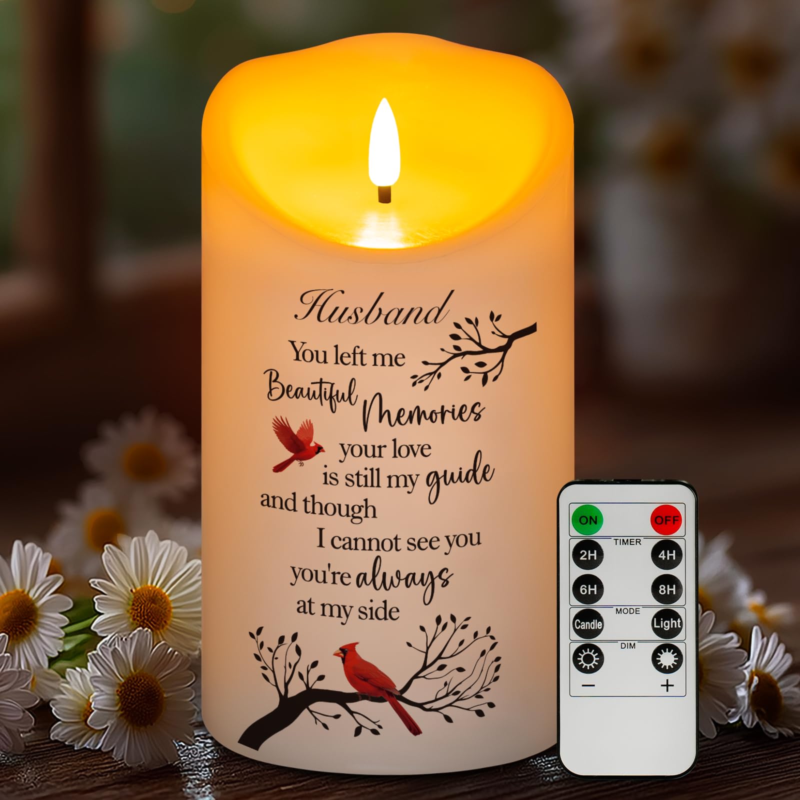 HN HAIINAA flameless memorial candle 4x7 quietly honors a loved one at home.