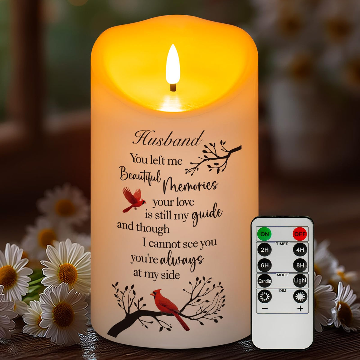 HN HAIINAA flameless memorial candle 4x7 quietly honors a loved one at home.