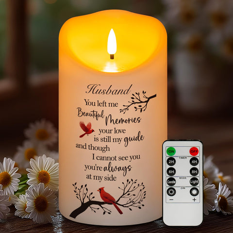 HN HAIINAA flameless memorial candle 4x7 quietly honors a loved one at home.