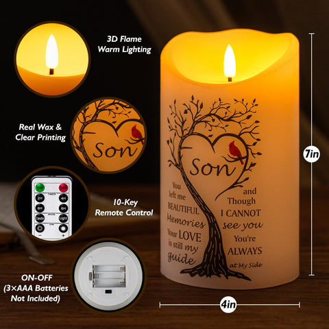 HN HAIINAA real wax look memorial candle on display in living room