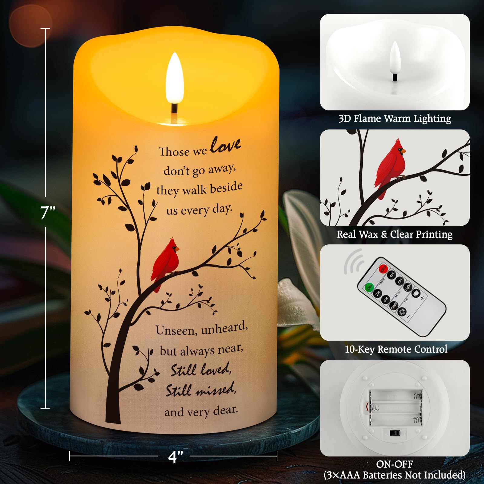HN HAIINAA flameless candle timer settings ready for daily remembrance.