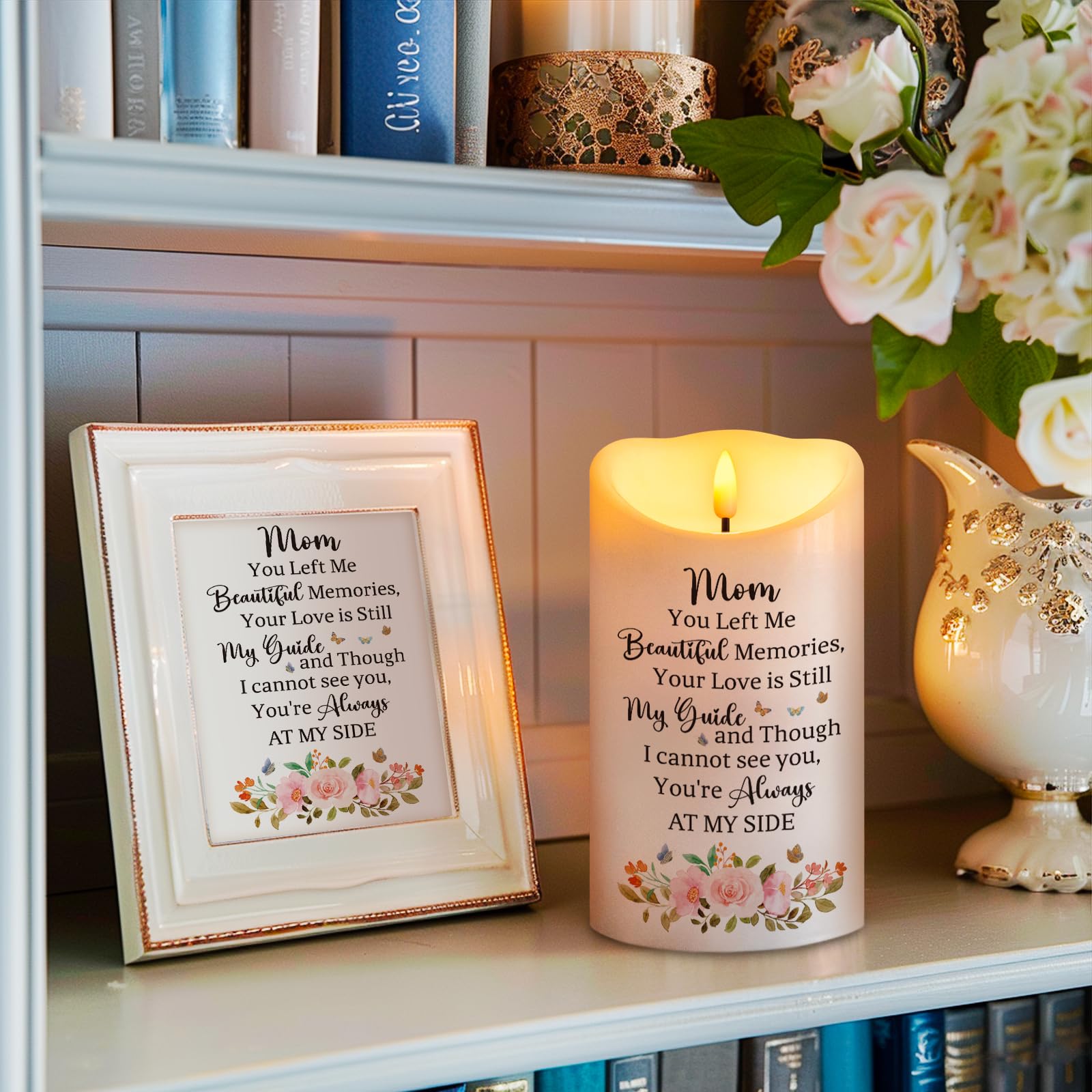HN HAIINAA 4x7 memorial candle with timer settings for daily remembrance.