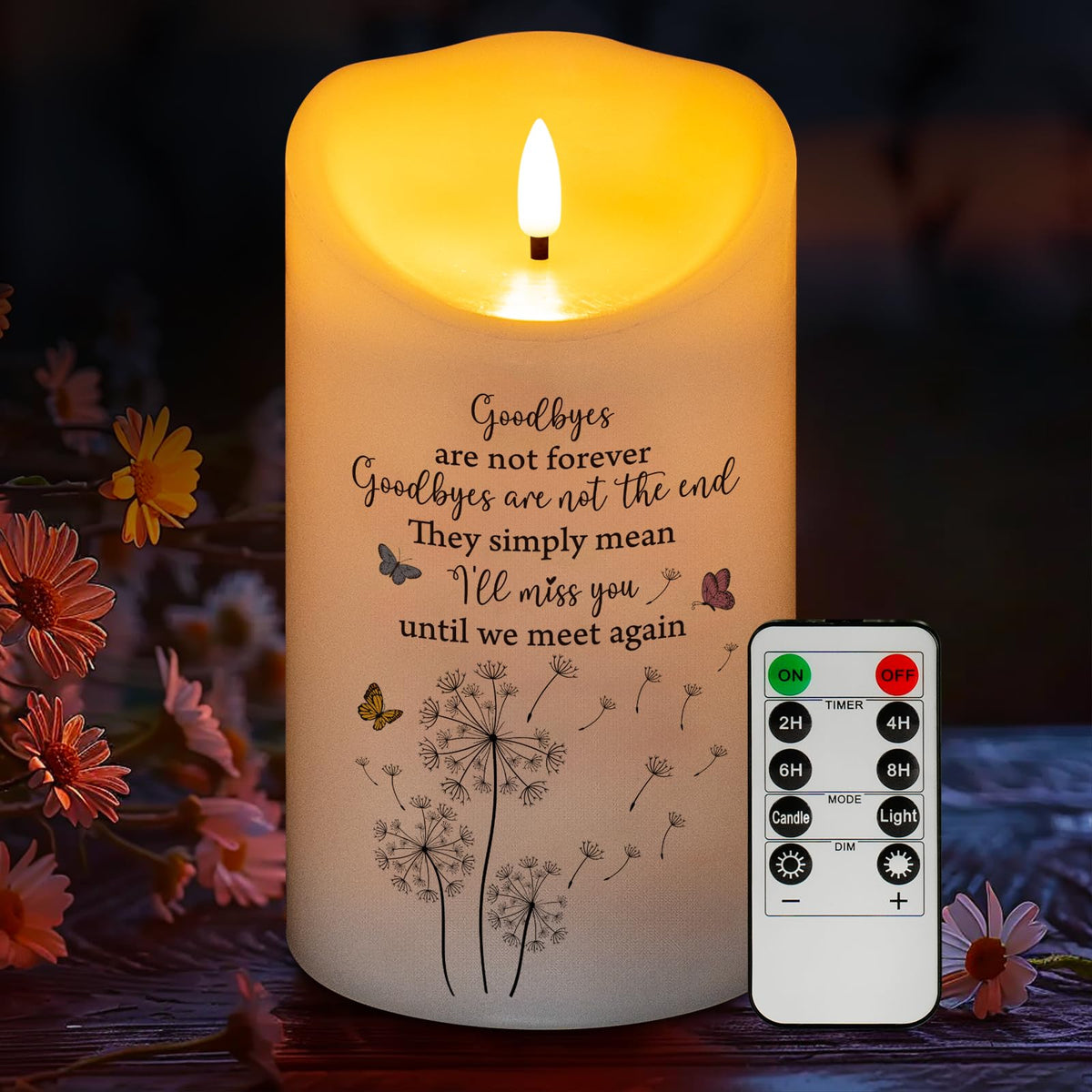 HN HAIINAA flameless memorial candle 4x7 glows warmly for commemorations.