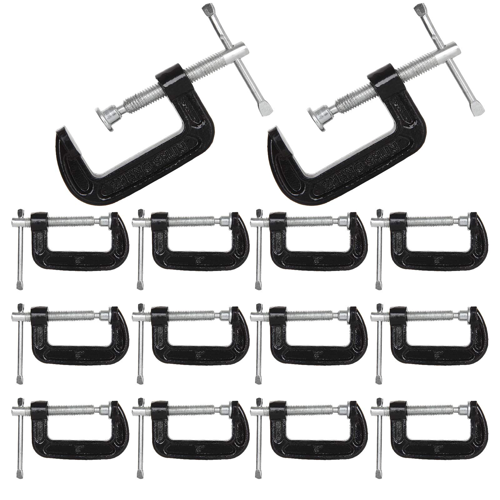 HNBun 14-pack 2-inch C-clamps front view for precise woodworking