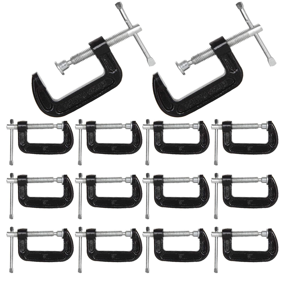HNBun 14-pack 2-inch C-clamps front view for precise woodworking