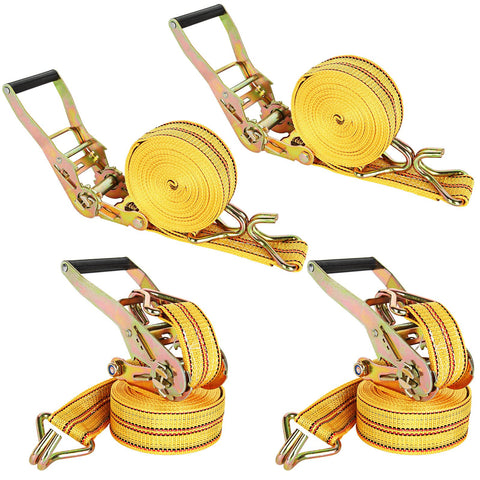 HNBun 4-pack ratchet straps with 2in x 20ft webbing secure cargo