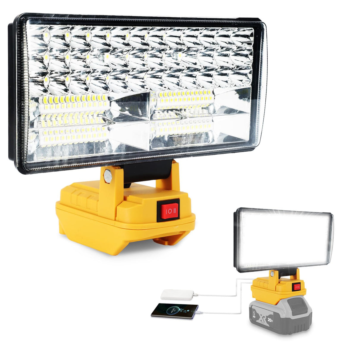 Hnndlra cordless LED work light for Dewalt 20V with 8-inch flood beam