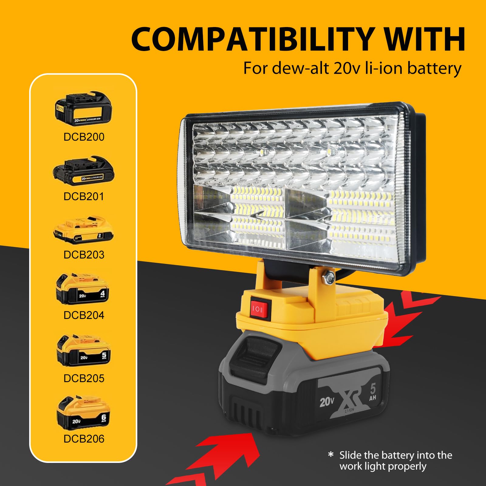 Hnndlra LED work light with USB charging ports outdoors