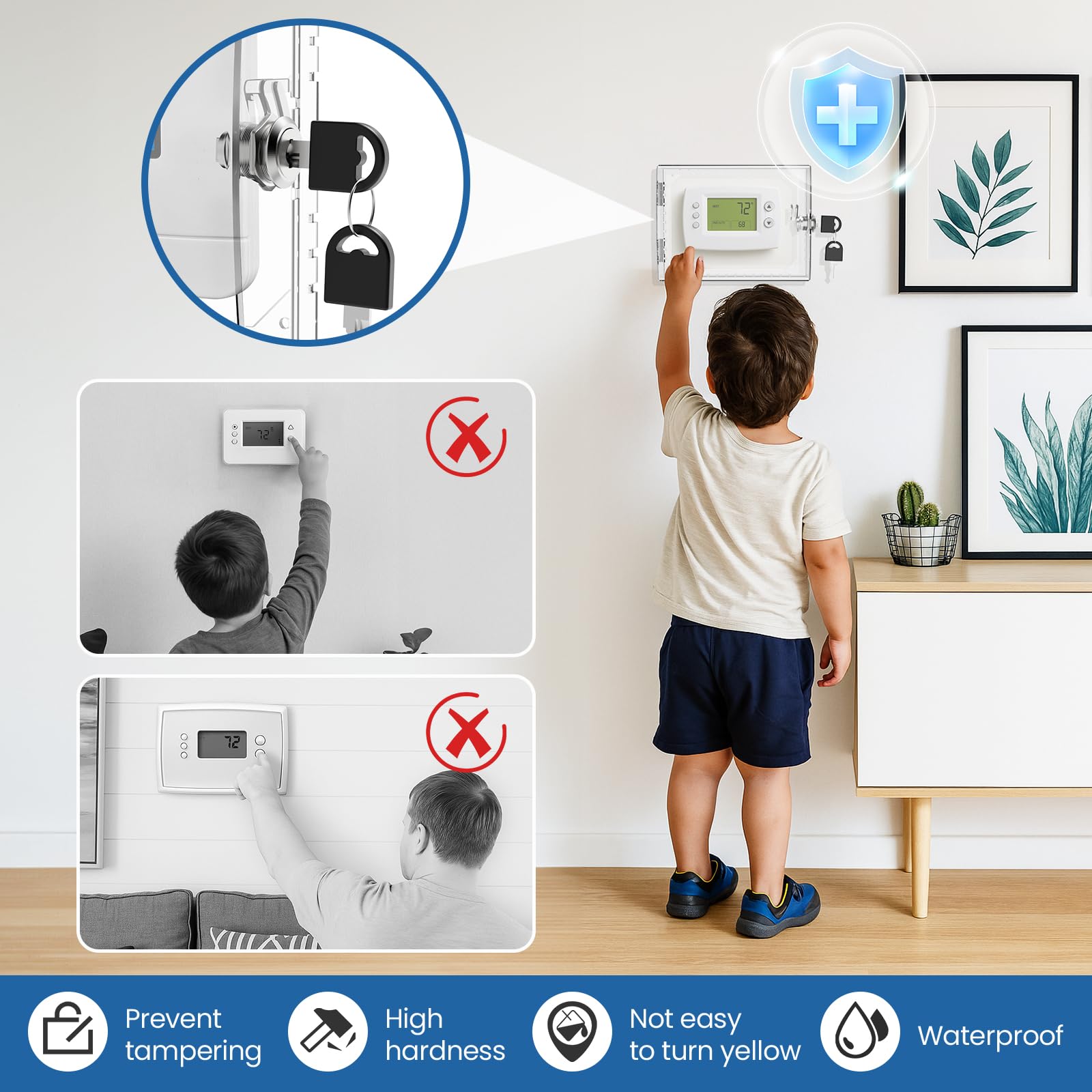 HNNMIS transparent polycarbonate panel blends with decor while protecting the thermostat