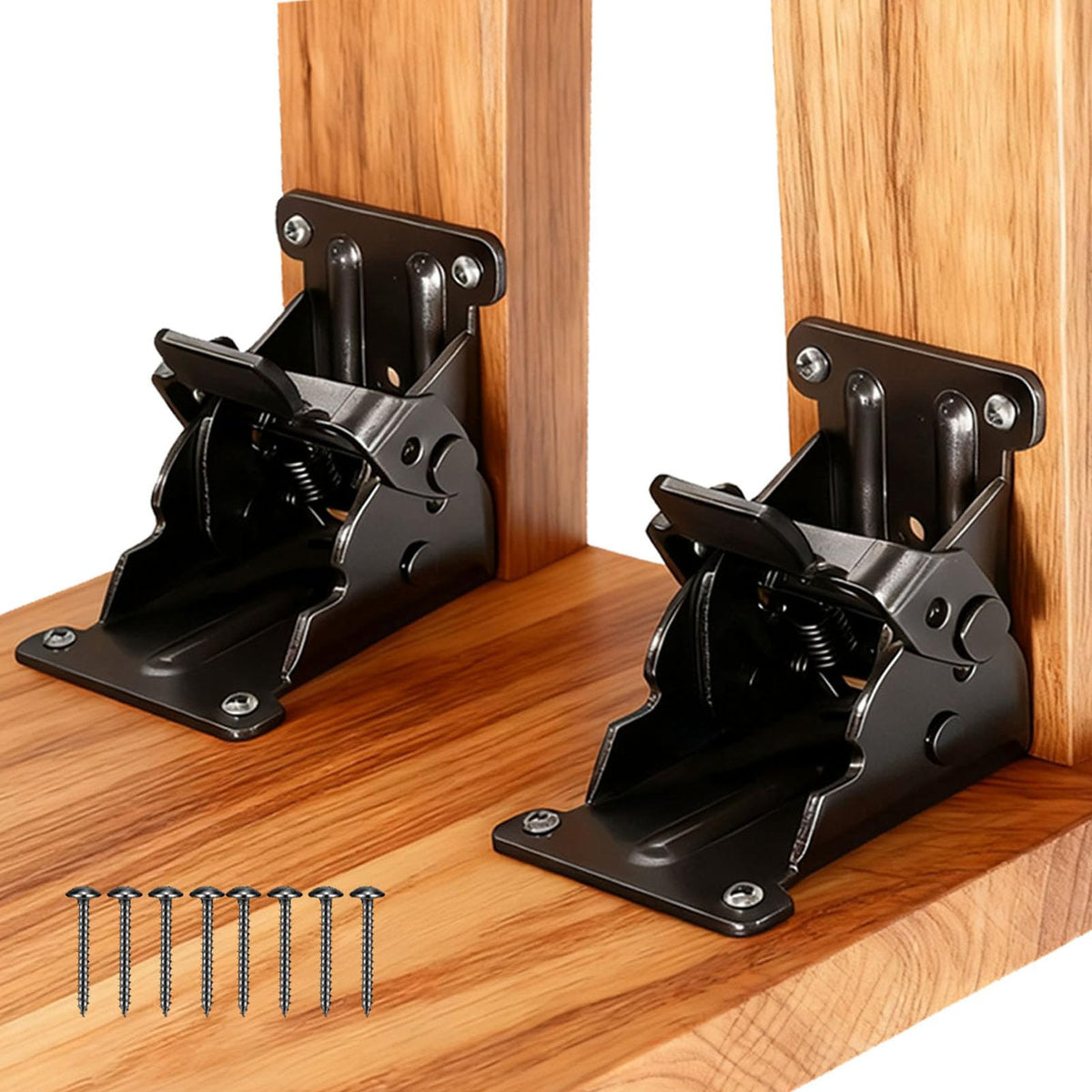 HNZGYB folding brackets in black provide secure, stable support for folding table legs.