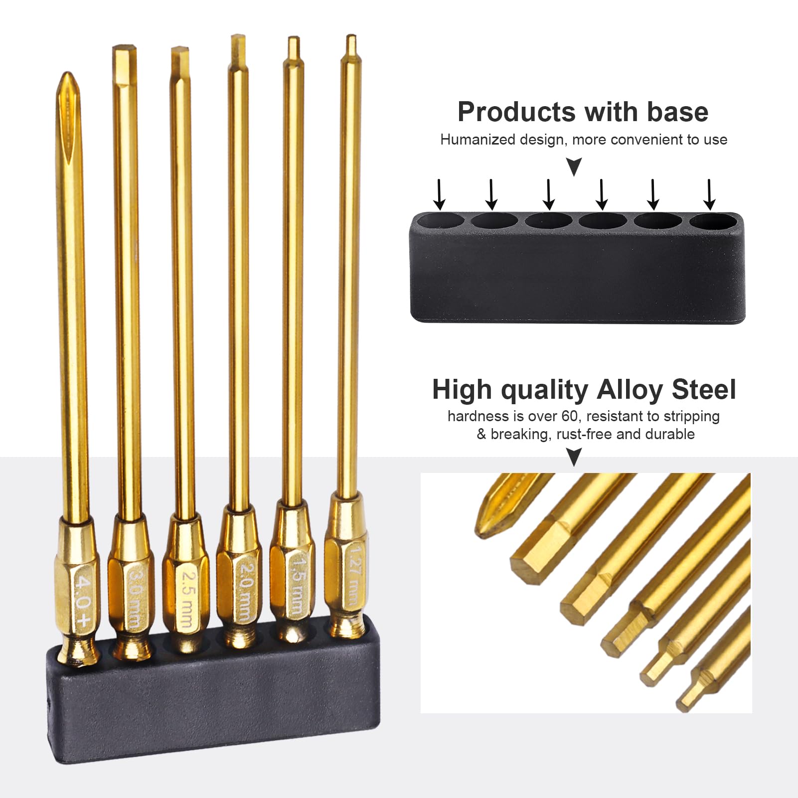 HobbyPark 1/4-inch hex handle for versatile screwdriver or impact driver use.