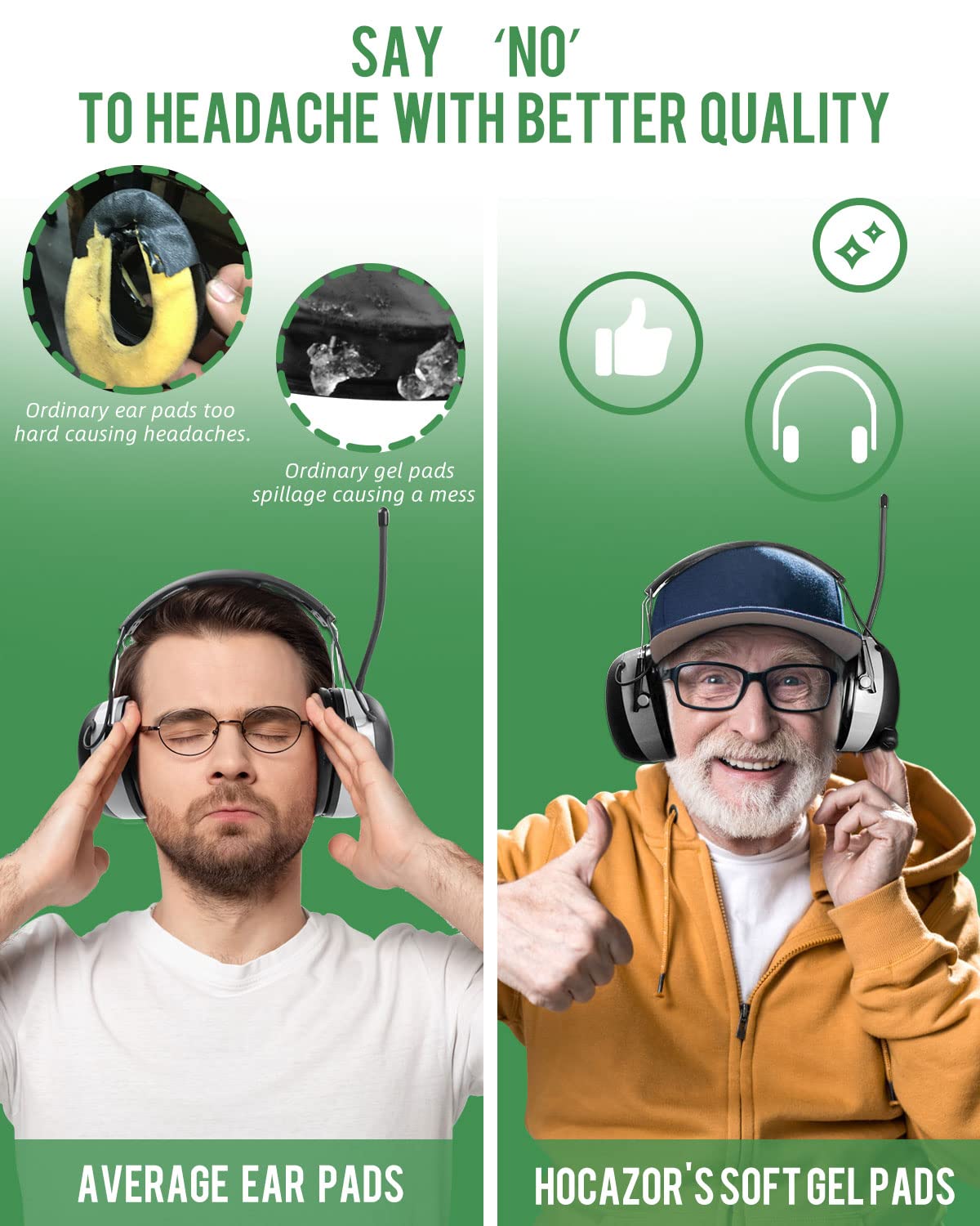 Silicone ear pads with anti-sweat design from Hocazor G-1003