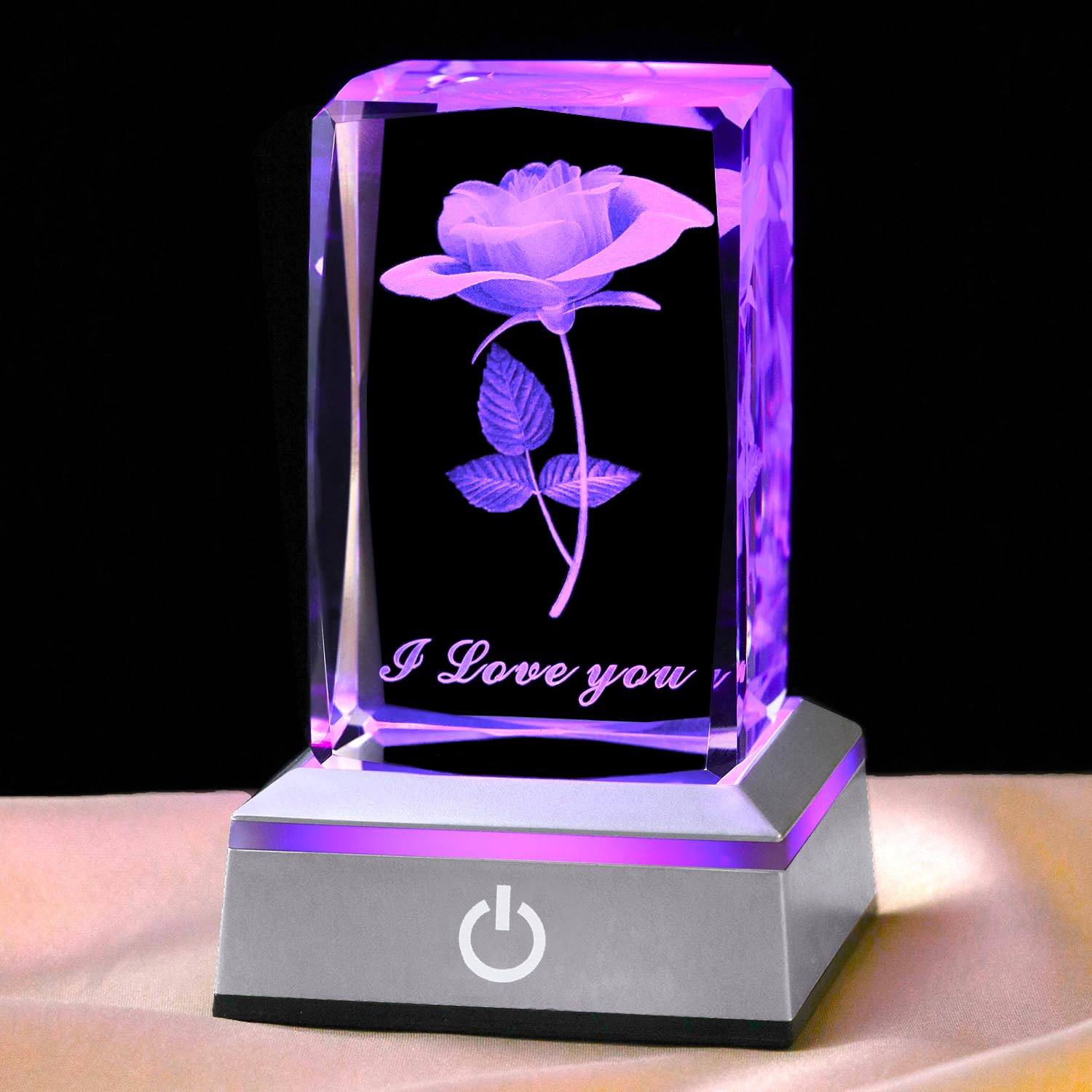 hochance 3D rose crystal night lamp with detailed engraving for a romantic centerpiece
